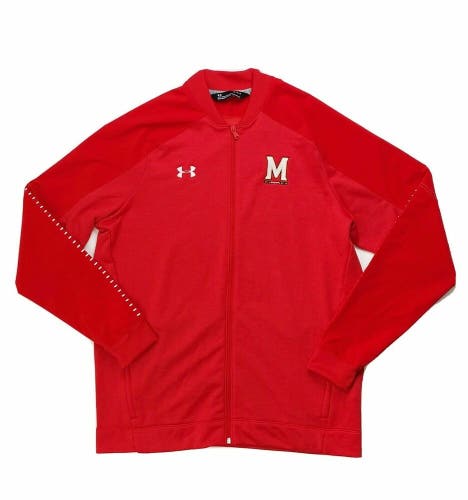 Under Armour Maryland Terrapins Knit Warm Up Jacket Full Zip Men's L 1327203 Red