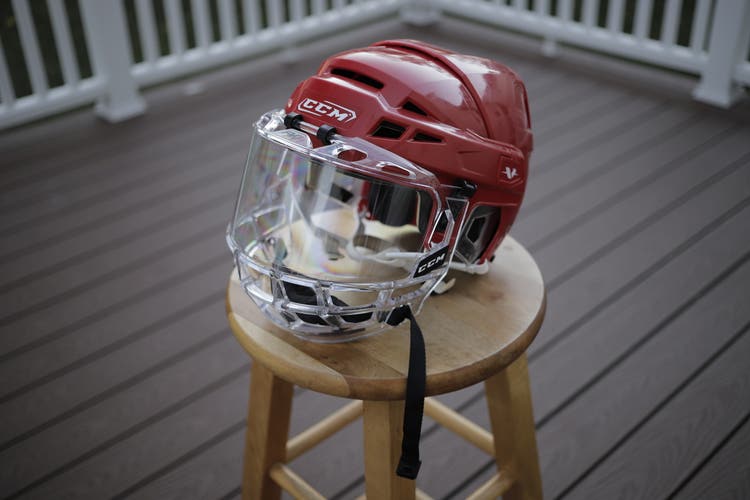 Red Used Large CCM Vector V08 Helmet w/ CCM FV1 Full Face Shield