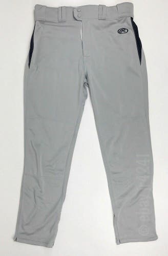 New Rawlings Baseball Pant Semi-Relaxed Fit Women's Large Grey Navy Blue BPVP2