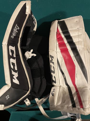 White Youth 22" CCM Goalie Leg Pads