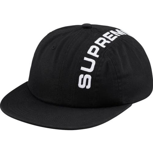 Supreme FW17 Stripe Logo Men's One Size Adjustable Black/White 6-panel Cap New