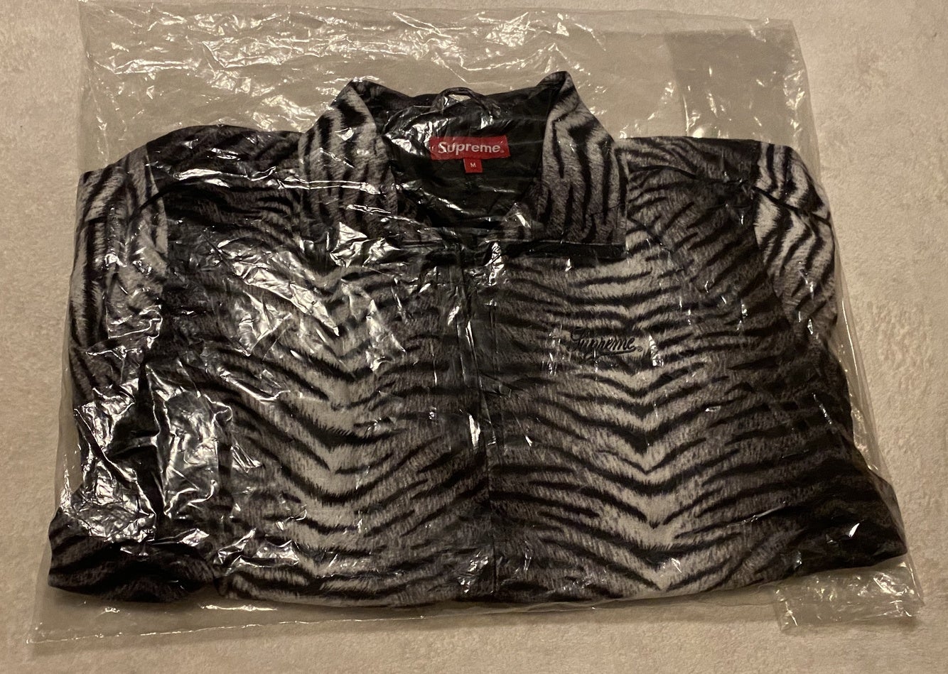 Supreme SS18 Tiger Stripe Track Jacket Size M White/Black Full Zip  Authentic New | SidelineSwap