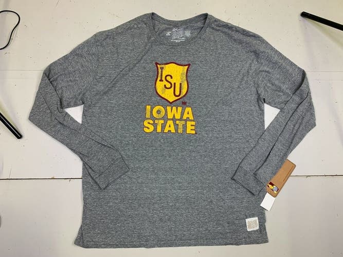 Retro Brand Iowa State Cyclones Long Sleeve Casual Tee Shirt Mens 2XL Gray