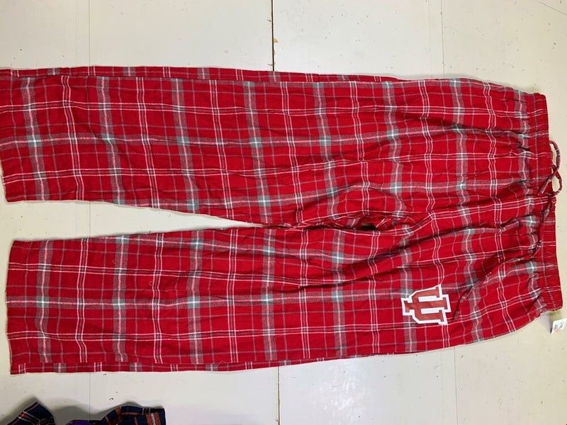 NCAA Indiana University Hoosiers Plaid Pajamas Men's Pants XL Red