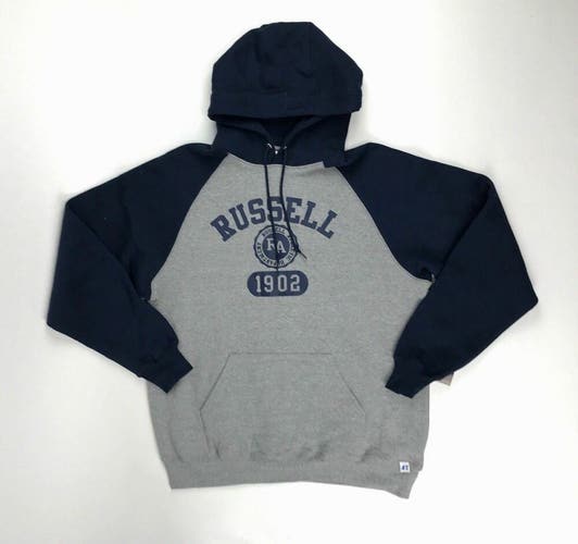 Russell Athletic Dri-Power Hoodie Fleece Pullover Men's Large Gray Navy 693HBMO