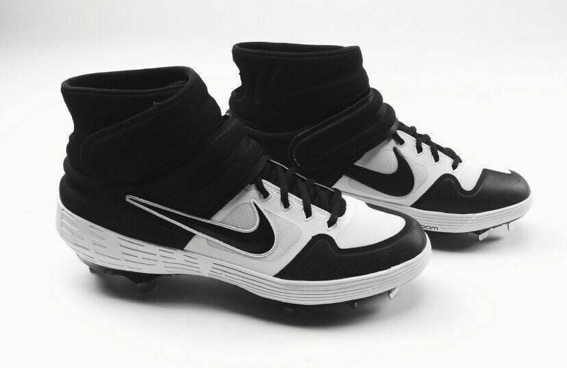 Nike Alpha Huarache Elite 2 Mid Baseball Cleat Strap Black White Men's 11 AJ6874