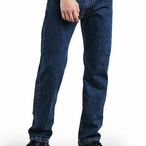 Levi's Mens 505 Regular Fit Black Jeans Dark Stonewash 52x29