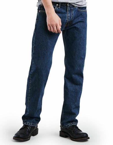 Levi's Mens 505 Regular Fit Black Jeans Dark Stonewash 52x29