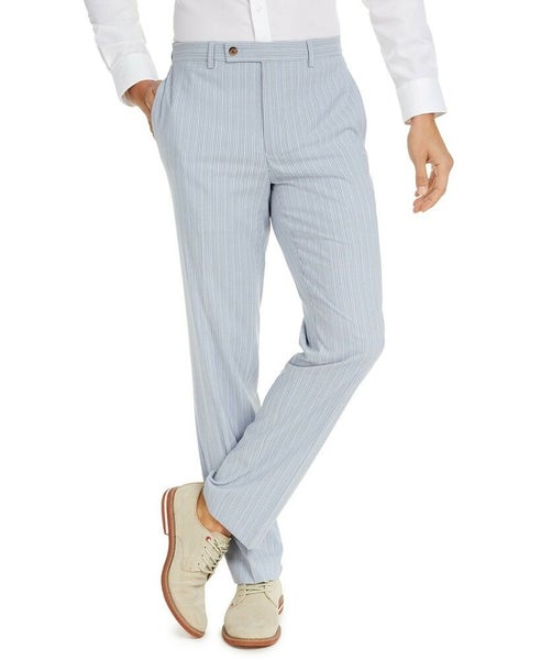 Lauren Ralph Lauren Mens Classic-Fit Stripe Seersucker Pants Light Blue ...