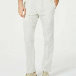 Lauren Ralph Lauren Mens Classic Fit Seersucker Dress Pants White Grey 34x30