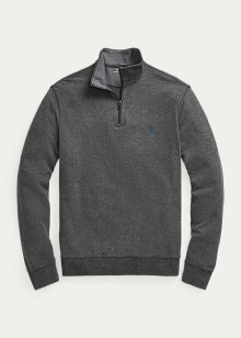 Polo Ralph Lauren Mens Jersey Quarter-Zip Pullover Dark Grey Heather XL