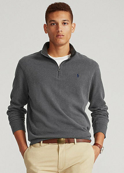 Polo Ralph Lauren Mens Jersey Quarter-Zip Pullover Dark Grey Heather XL |  SidelineSwap