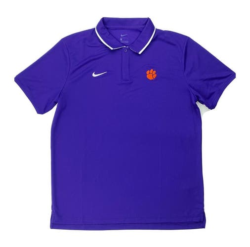 Nike Dry Clemson Tigers Sideline UV Football Polo Men's L Purple Shirt CW3415