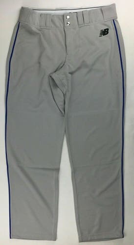 New Balance Performance Baseball Pant Rear Pockets Men's M Gray With Blue Piping