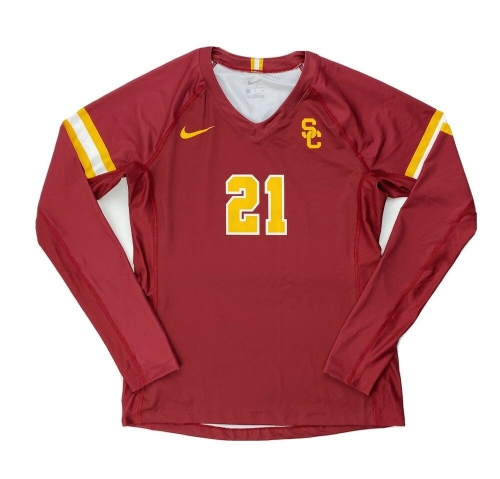 Nike Southern Cal Digital Club Ace LS Volleyball Jersey Women's M Maroon CZ1384