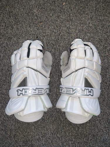 White Used Player's Maverik 13" Max Lacrosse Gloves