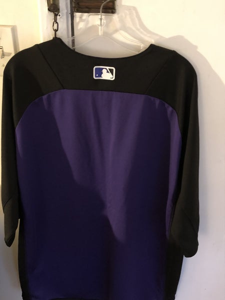 Men's Colorado Rockies Majestic Black/Purple Authentic Collection On-Field  3/4-Sleeve Batting Practice Jersey