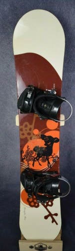 24/7 FAWN RED/ WHITE SNOWBOARD SIZE 152 CM WITH LTD LARGE BINDINGS