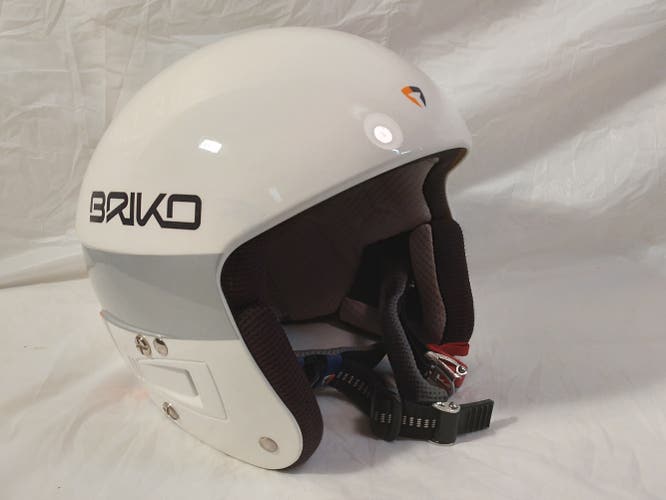 Briko Vulcano “FIS 6.8” Race Helmet – Size 58cm – FIS-approved – White/Silver/Blk/Orange