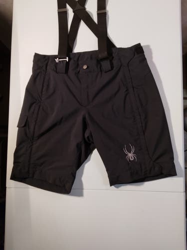 Spyder Men's Med Side Zip Race Shorts with Detachable Suspenders – Black