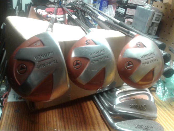 Used Taylormade Burner Wood Set - 10.5 Degree Driver, 3W and 5W R Flex Bubble Shafts