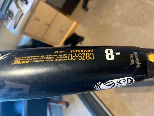 Used BBCOR Certified 2019 DeMarini Composite CF Zen Bat (-8) 22 oz 30"