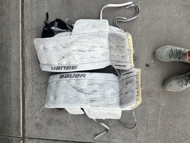 White Senior 34" Bauer  Supreme one90 Goalie Leg Pads