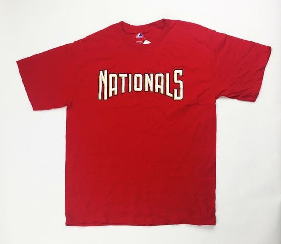Majestic MLB Nationals Evolution Tee Cool Base Short Sleeve Shirt Men's L Red