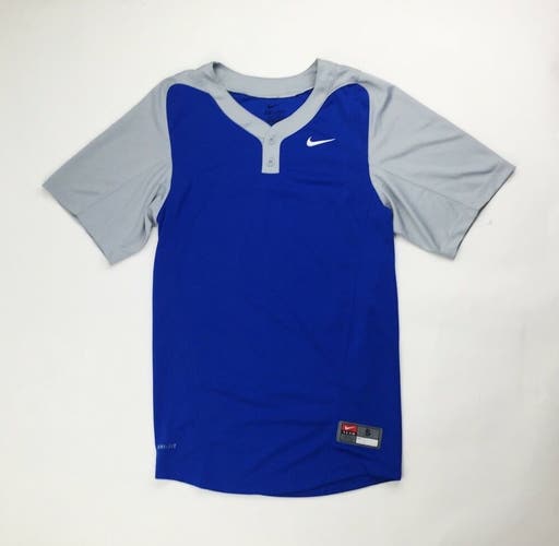 Nike DRI-FIT Baseball 2-Button Henley Jersey II $40 Men's Small Blue Gray 578552