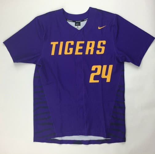 Nike LSU Tigers Digital Vapor Full Snap Baseball Jersey Men's L Purple AV4804