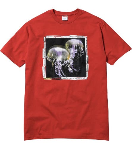 Supreme SS18 Jellyfish Tee Size L Red Photo and Logos T Shirt 100% Authentic New