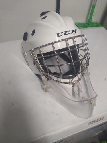 White Junior Used CCM 1.5 Goalie Mask