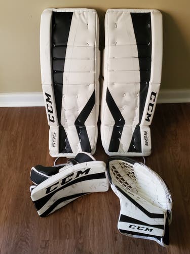 White/Black Used Senior 32"+1 CCM Revolution 595 Goalie Full Set, Regular