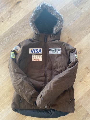 US Ski Team Brown Large Spyder Puffy Jacket Used