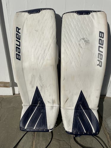 White Senior 35" Bauer Ultrasonic Goalie Leg Pads