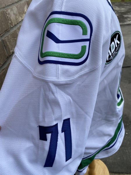 CCM Pro Stock Utica Comets Game Worn Jersey White Dickinson 6569