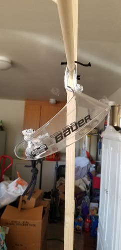 White Senior Used Bauer Goalie Mask