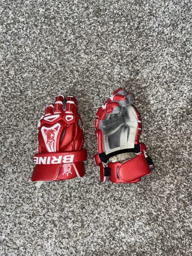 Red Used Player's Brine 9" King V Lacrosse Gloves