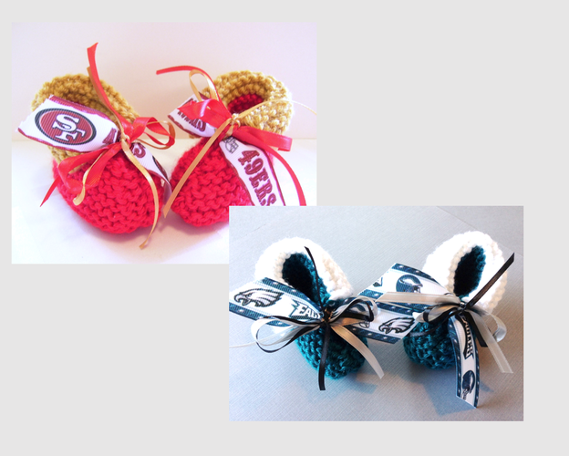 Eagles & 49ers Handmade Baby Booties