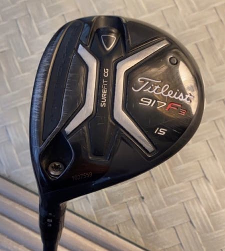 Men's LH Titleist 3 Wood 917F3 Fairway Wood Stiff Flex Shaft (Adj Head)