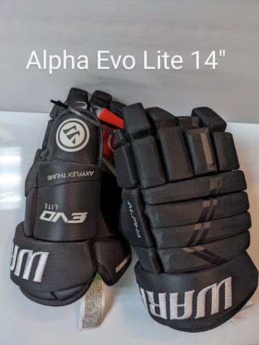 Black New Senior Warrior Alpha Evo Lite Gloves 14"