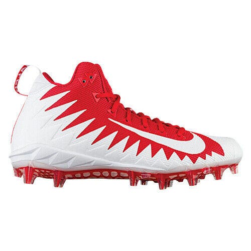 New Mens Alpha Menace Pro Mid Football Cleats | Red/White - Size 18