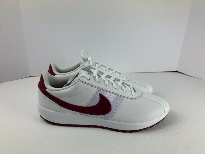 New Nike Cortez G Womens Spikeless Golf Shoes White Burgundy Size 8