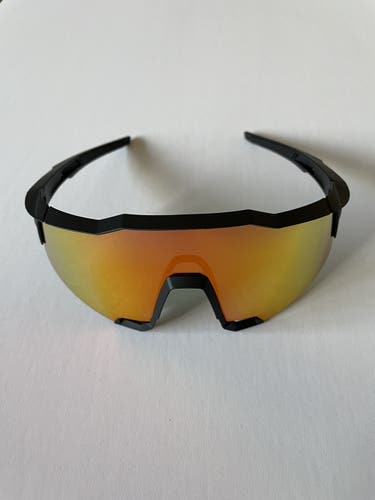 NEW 100% Speedcraft Sunglasses - Black Frame w/ Red Multilayer Lens Flawed