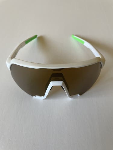 NEW 100% S3 Sunglasses - White/Green Frame w/ Bronze Multilayer Lens