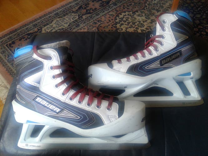 Senior Used Bauer Reactor 5000 Hockey Goalie Skates Regular Width Size 8