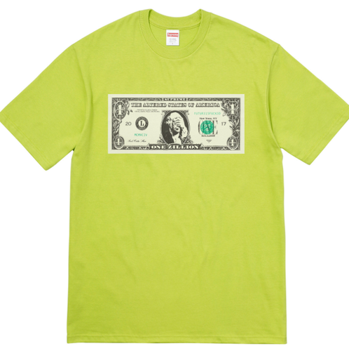 Supreme FW17 "Dollar" Tee Men's Size L Lime Green Graphic Logo Authentic T Shirt