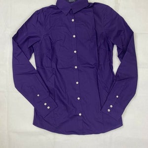 Lands End Long Sleeve Wrinkle Free Broadcloth Dress Shirt Women's Tall 2 Purple