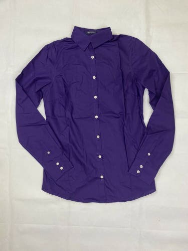 Lands End Long Sleeve Wrinkle Free Broadcloth Dress Shirt Women's Tall 2 Purple