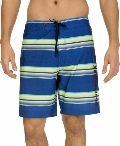 Hurley Mens Serape Striped 20"  Board Shorts Blue Yellow Size 31